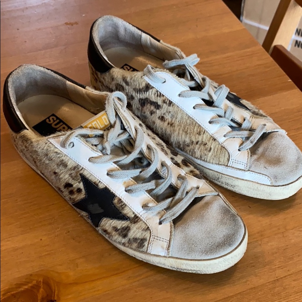 Golden goose superstar leopard print fur